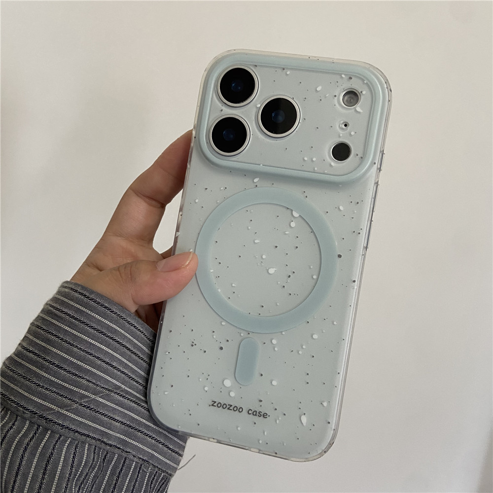 Custodia magnetica blu latte con inchiostro splash adatta per iPhone 17 16 Simple 15 Pro, stile coreano 14/13/12_voghion.com