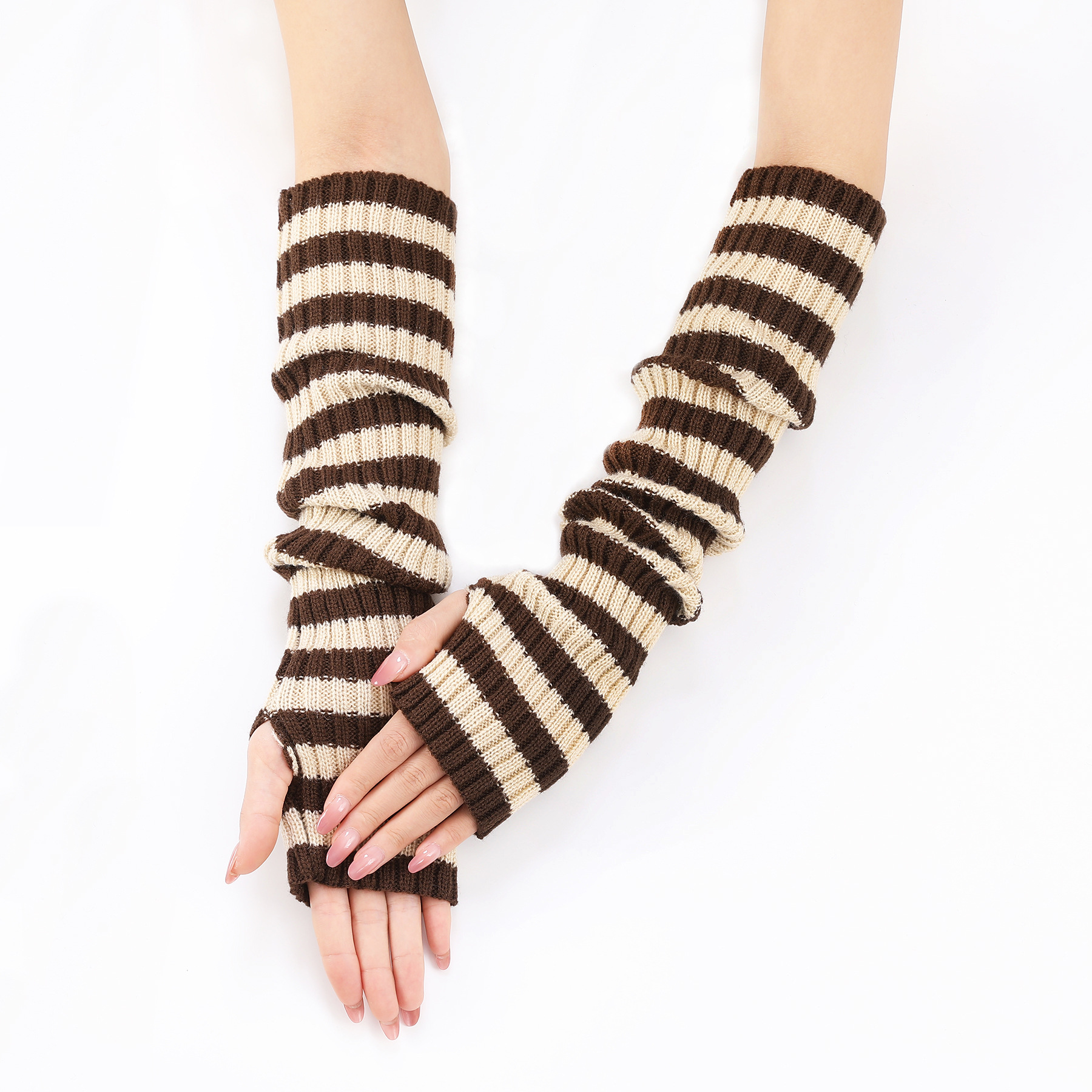 166g Weight Gloves, Arm Sleeves Classification Polyacrylonitrile Fiber Fabric Type 1 Pair Quantity Casual, Daily Occasion Stripe, Solid Color Pattern Unisex Gender Modern Style Style Unisex Modern Style Stripe Solid Color Gloves Arm Sleeves 2