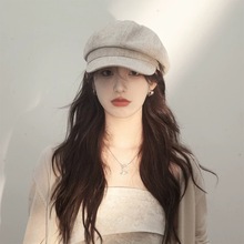 帽子女秋冬2025新款纯棉八角帽纯色百搭休闲遮阳画家帽鸭舌贝雷帽