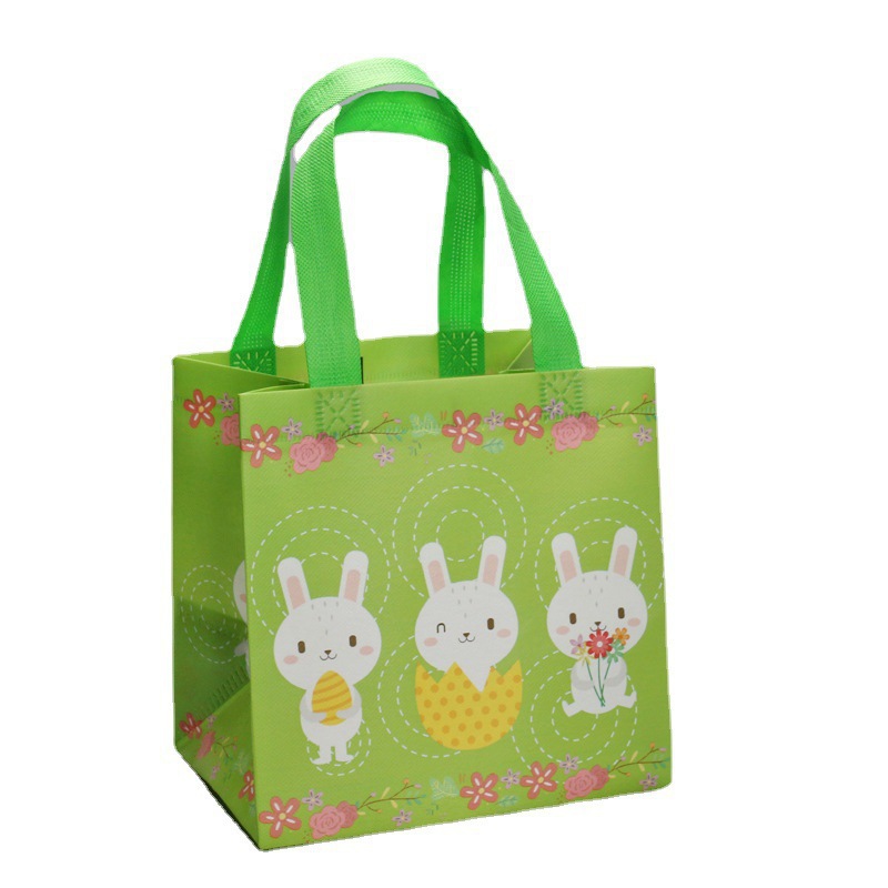 Transfronterizo Amazon recubierto no tejido bolsa de compras ambiental colorido huevo conejo Pascua regalo bolso al por mayor