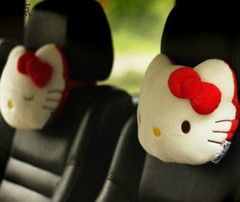 Cute Cartoon Cat Car Headrest Plush Car Cushion Car Neck Pillow for Girls