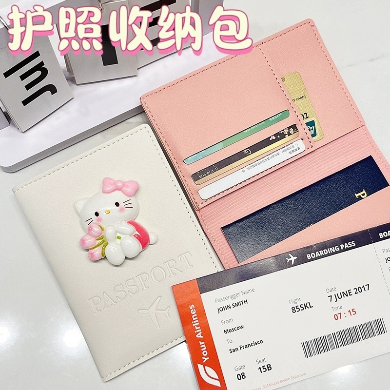 旅行書類バッグ、新しい多機能カードホルダー、女の子向けのかわいい漫画の見栄えの良いパスポート収納フォルダー|undefined