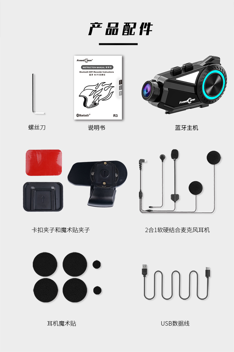 Lu Yi R3 Pro Motorcycle Built-In Helmet Bluetooth Headset Heavy Motorcycle Driving Recorder Camera Integrated Wholesale