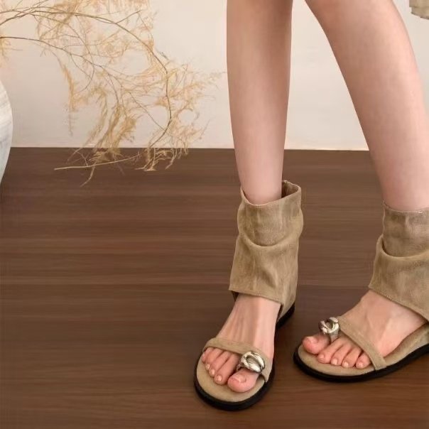 2026 nuevas zapatas de verano zapatas de tacones romanas de alta pendiente botas de calzado botas cortas