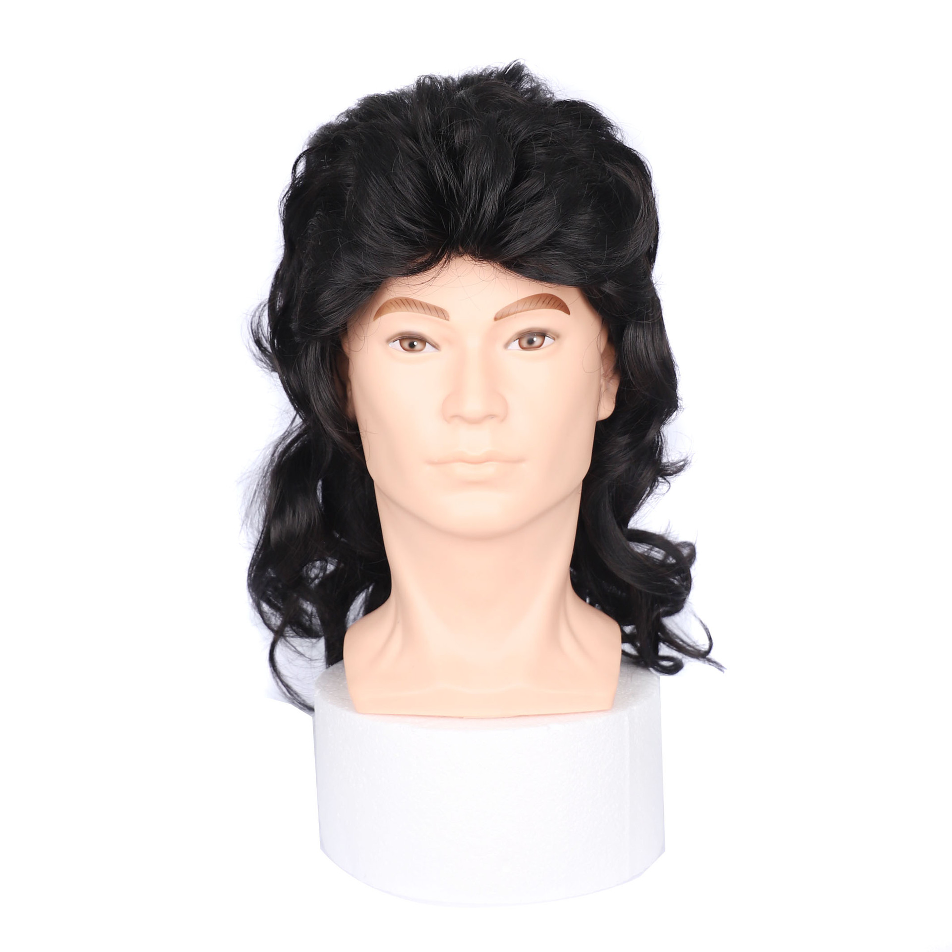 Perucă sintetică personalizată și la modă cu bandă de susținere, lungime medie, păr creț, bandă de susținere_voghion.com