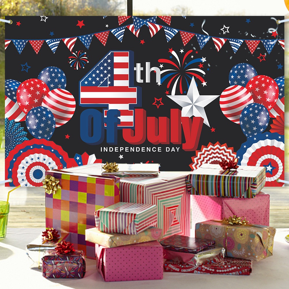 Paño de fondo de decoración de fiesta del día de la independencia de EE. UU. Nuevo transfronterizo 4th of July banner de decoración de fondo de fiesta