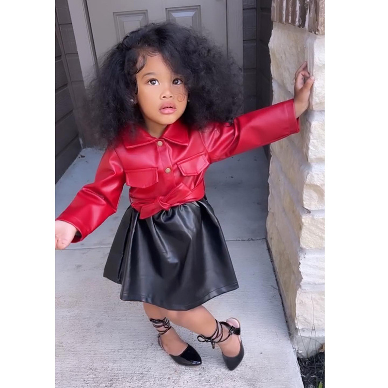 toddler leather dress Shea Baby Gambler Cowgirl Leather Fringe Girl's Dress LFD04
