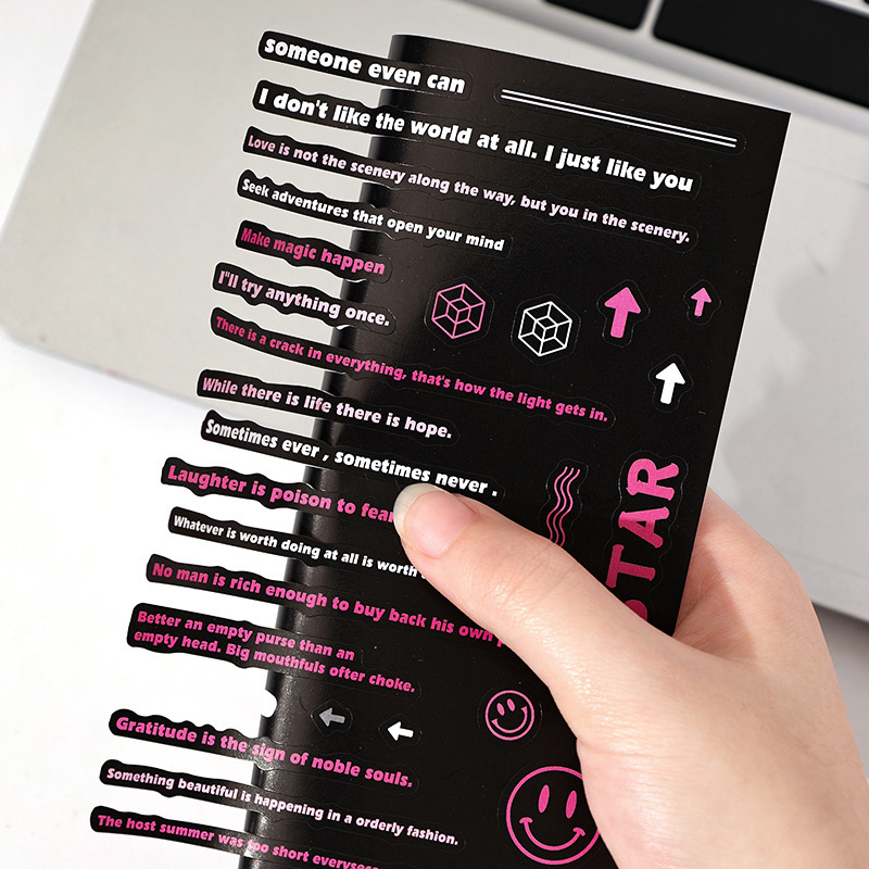 Calculantes adhesivos diarios diarios retro transfronterizos palabras populares inglesas pegatinas de frase