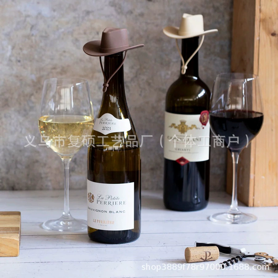 Новый трансграничный продукт. Заглушка для бутылки — упаковка из 2 заглушек для бутылок красного вина в ковбойской шляпе.