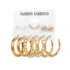 Metal earrings, demi-season set from pearl, European style, 9 pair, wholesale
