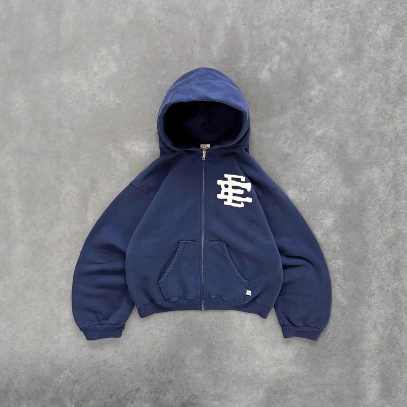 2025 New Hooded Sweatshirts Women's European and American Dark Ee Printed Zipper Hoodie Gothic Tops Top