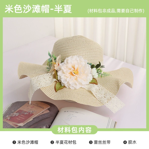 Materials set, beige hat, hair band, glue