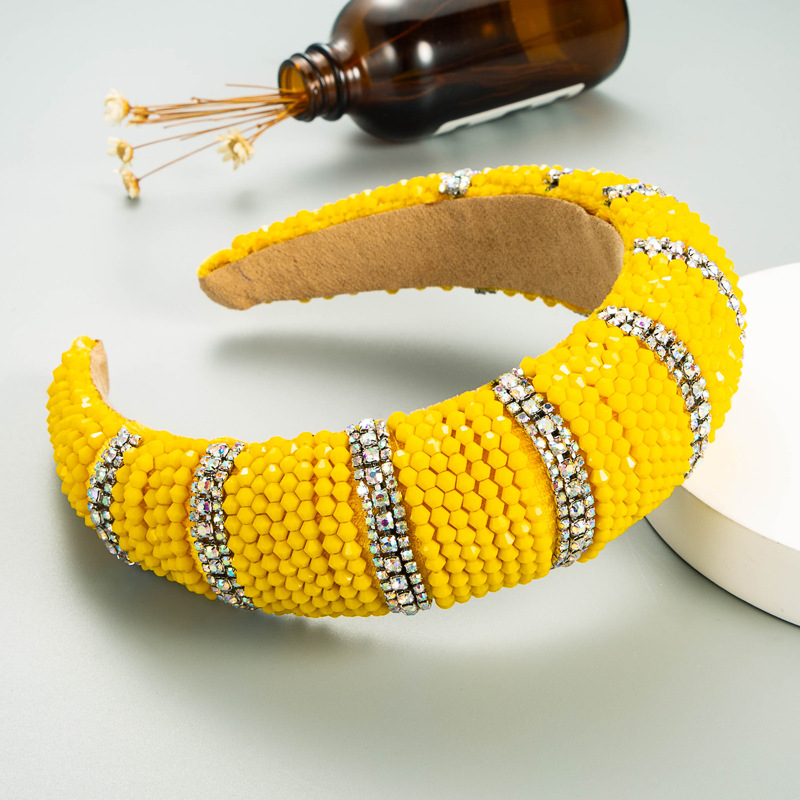 Fashion Hand-sewn Crystal Widened Thickened Sponge Headband Wholesale display picture 4