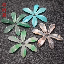 10*27mm天河石樱花玛瑙翡翠独龙玉非洲菊花瓣  DIY玉簪花发簪配饰