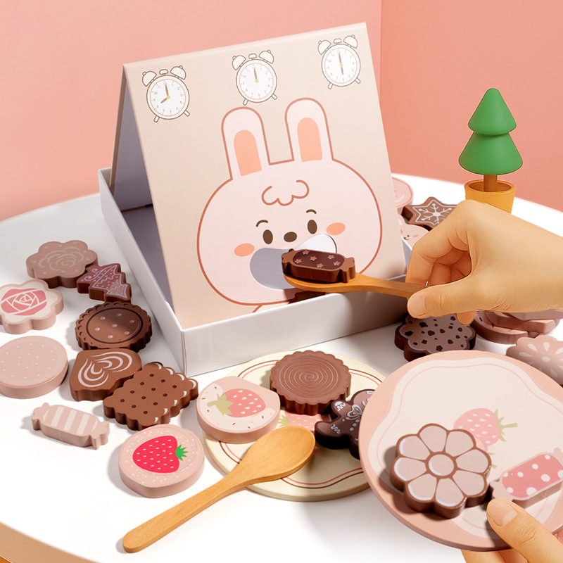 Conejo de dibujos animados oso delicioso juego de alimentación galletas ejercicio movimiento fino mano ojo coordinación juguetes de aprendizaje temprano
