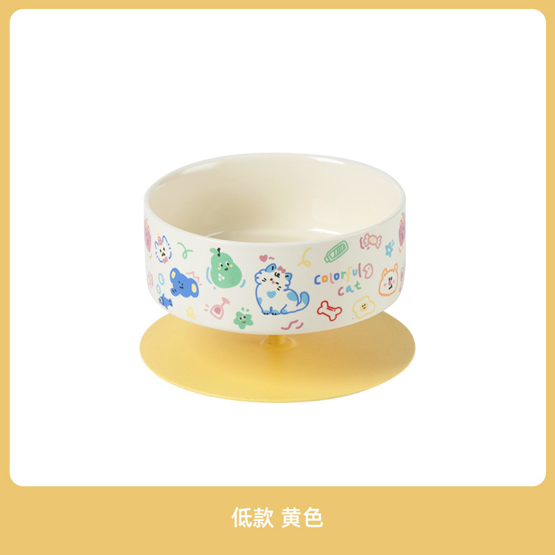 Cerámica alta pierna para gatos cuello de protección de altura anti-derrumbe tazón de grano para beber tazón de graffiti tazón para perros y gatos artículos para mascotas