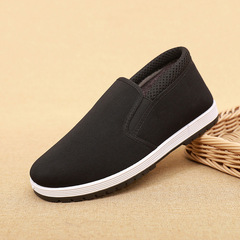 Autumn and Winter New Old Beijing Cotton Shoes for Men with Fleece Lining, Thick Padding, Anti-Slip Cowhide Sole, Double Cotton Work and Driving Safety Shoes