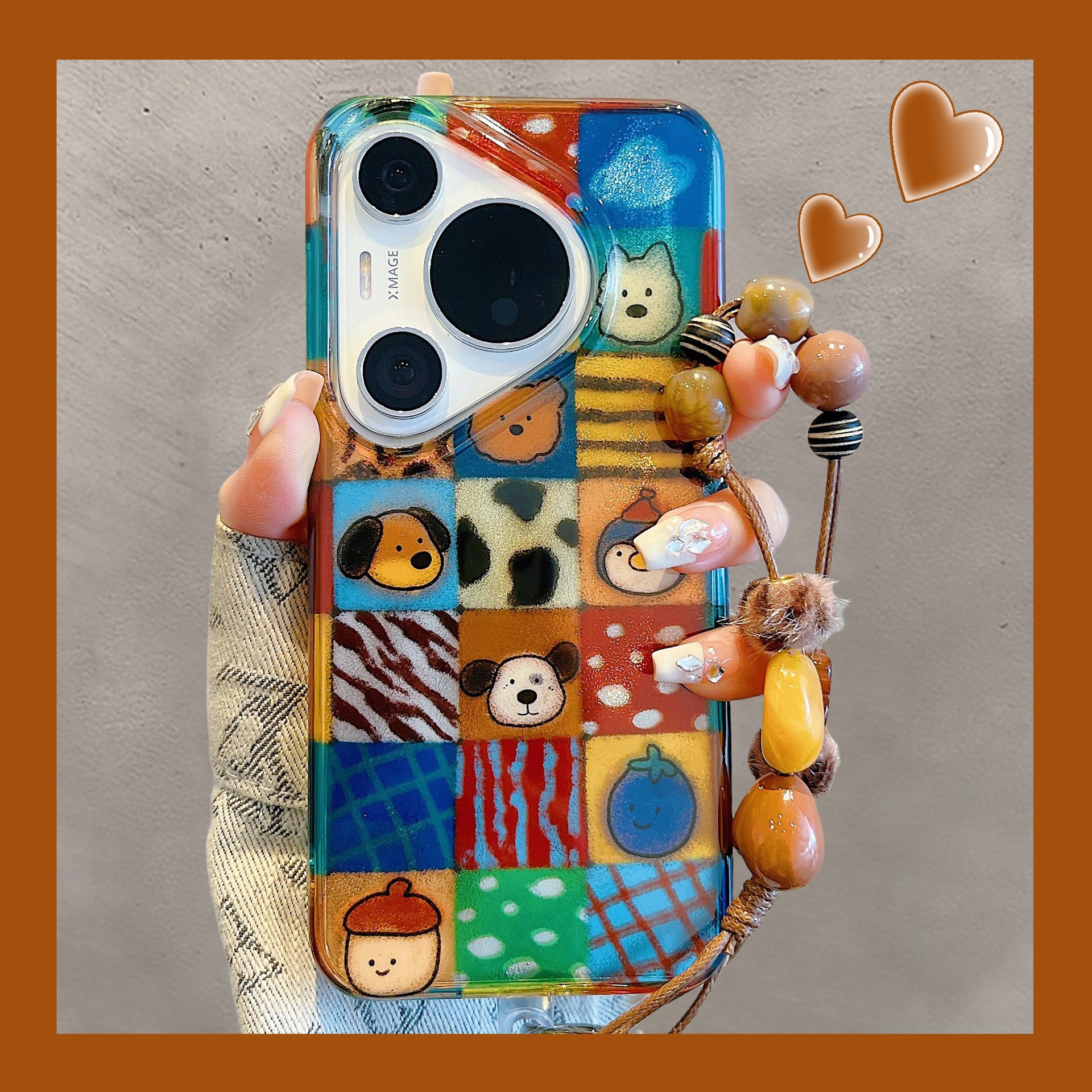 Funda para teléfono móvil mate60pro nuevo modelo 15/17promax, diseño casual con patrón de cuadros y pequeños animales, adecuada para mujeres, p70, m60
