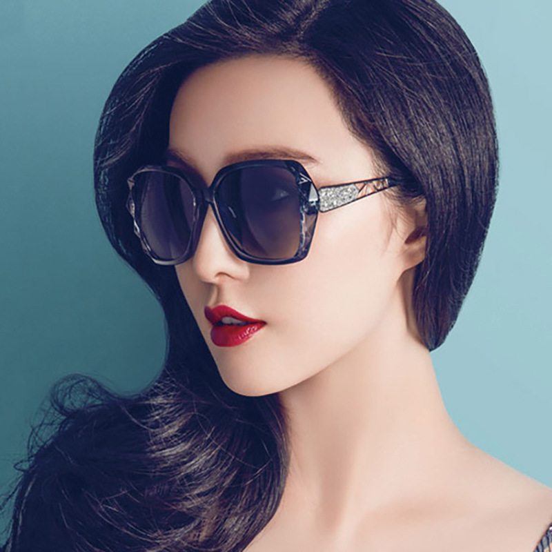 范冰冰同款偏光太阳镜防紫外线时尚眼镜镶钻潮流欧美大框女士墨镜