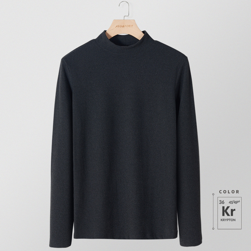 半高襟の底のシャツの男性式のベルベットの中襟の中に上着の男性の長袖のtシャツの底の服の男性の冬を掛けます。