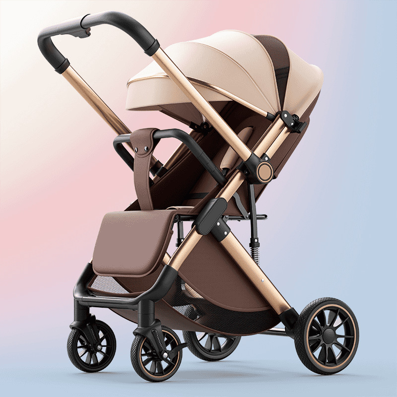 Children's Lightweight Folding Two-Way Baby Stroller Cross-Border Wholesale High-View Stroller That Can Sit and Lie down