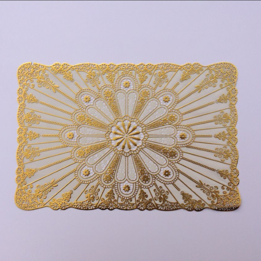 PVC gilding mantel pequeño posavasos mantel hogar antideslizante aislamiento tazón placa estera mesa de café paño fábrica al por mayor
