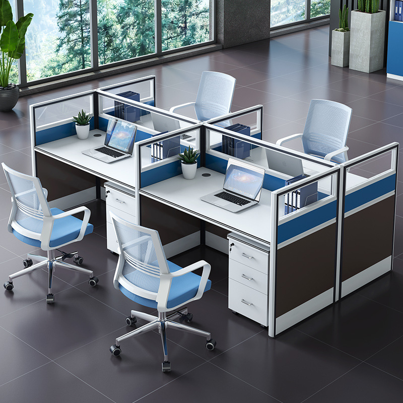 Staff Desk Set, Simple Modern 4-Person Office Furniture Workstation, Two-Person Staff Desk A45