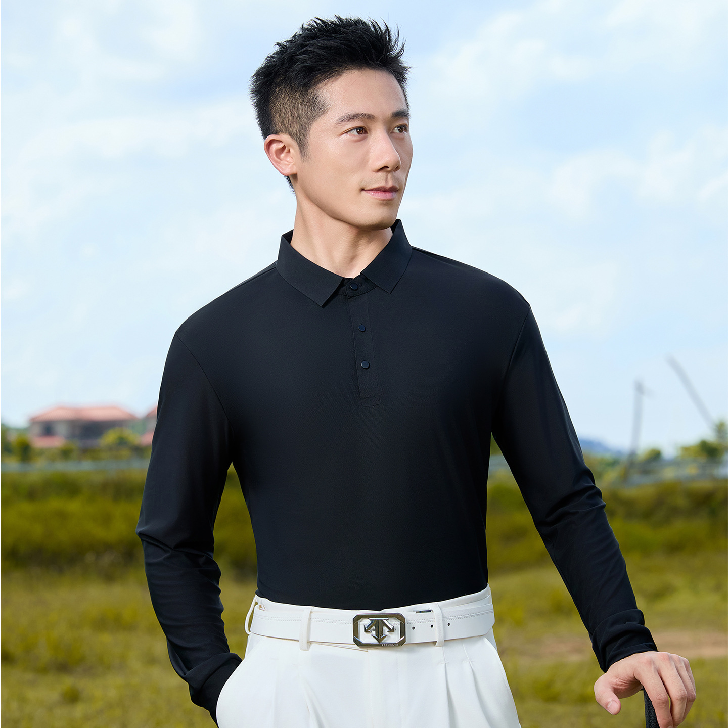 Outdoor Men's Polo Golf Shirt Long-Sleeved High-Efficiency Quick-Drying Sweat-Wicking Sports Performance Lightweight Outdoor Casual Shirt