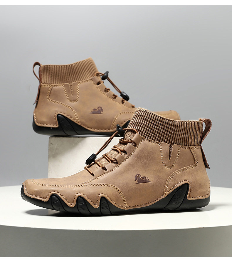 Bốt Martin cổ cao unisex dáng thể thao, đế bằng, mũi tròn — C8005 kaki, C8005 màu xám, C8005 màu đen, C8005M kaki lót nhung chi tiết 35