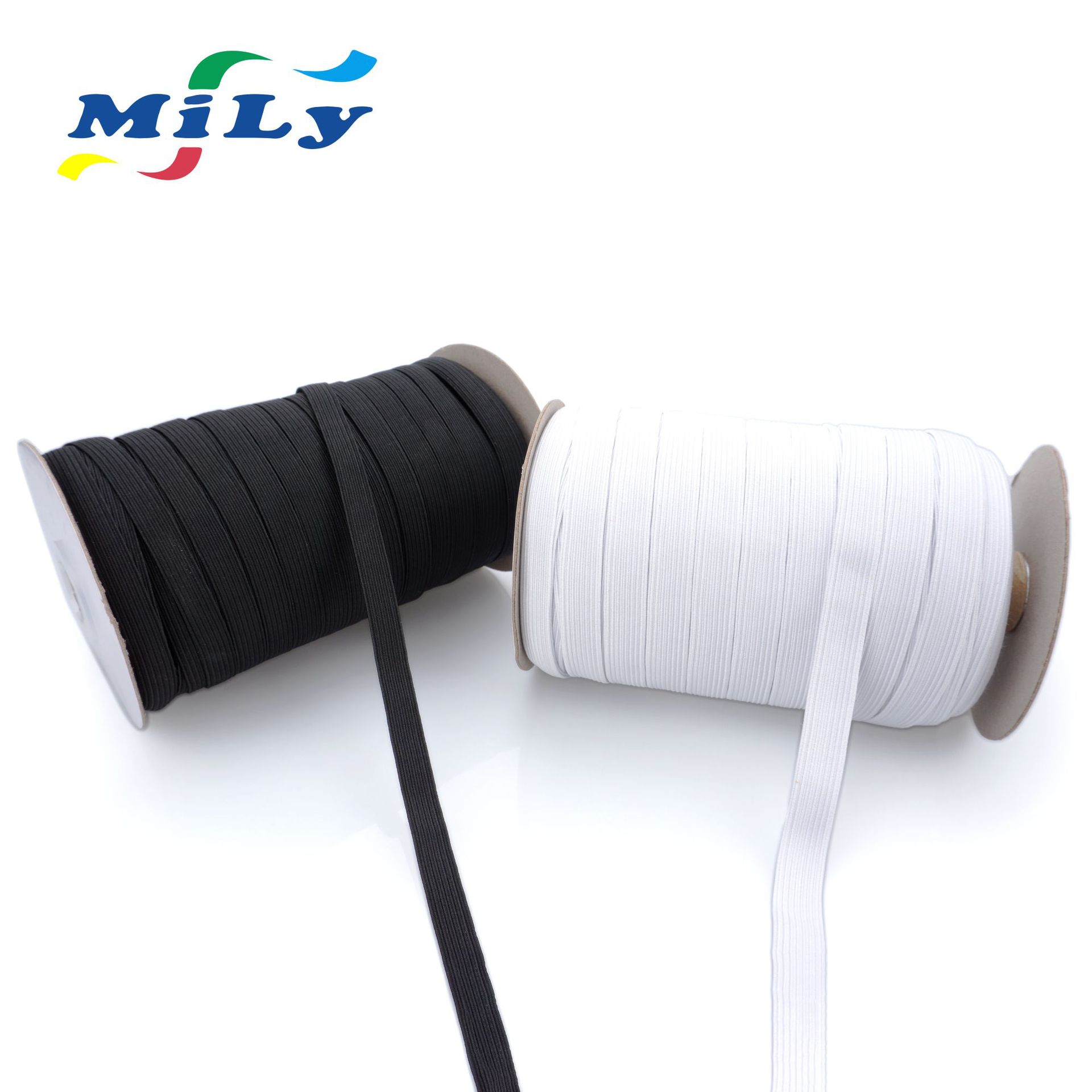 Fábrica directa de alta elasticidad negro y blanco elástico correa de marcha 3 - 15mm correa de marcha de cierre durable barra de goma estrecha plana