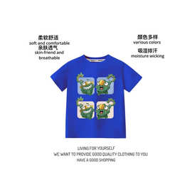纯棉爆款可爱哪吒儿童短袖T恤百搭洋气四只结界兽卡通打底衫上衣
