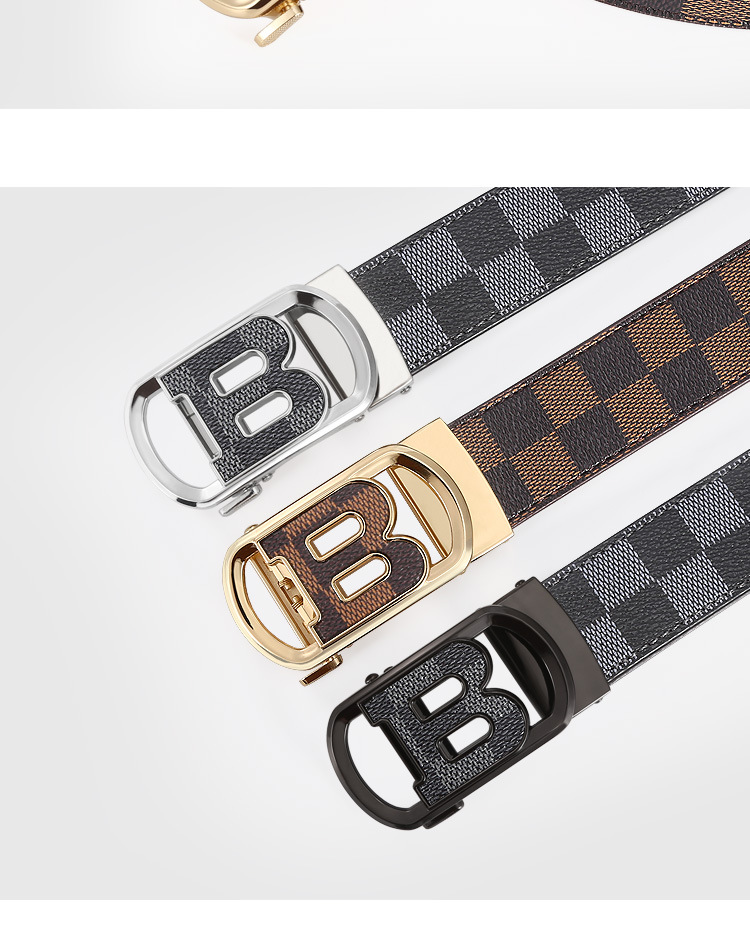 Neuer beliebter Gürtel, hochwertiger Gürtel mit automatischer Schnalle und Buchstabengitter, Business-Casual-Anzuggürtel für Herren, Hosengürtel_voghion.com