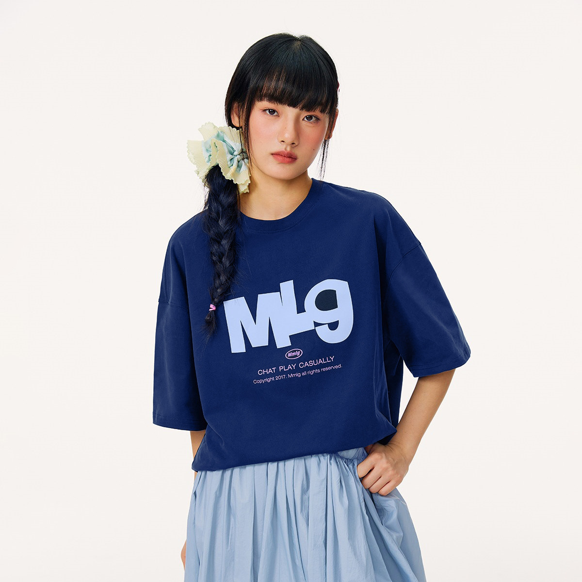 7A Antibacterial Mnig 87mm 2025 Summer New Letter Print Short Sleeve T-Shirt Fashionable Versatile Korean Style Top Couple's Edition