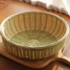 竹编竹篮子竹筐带底座家用水果篮果盘手工竹制品馒头筐点心篮竹筐