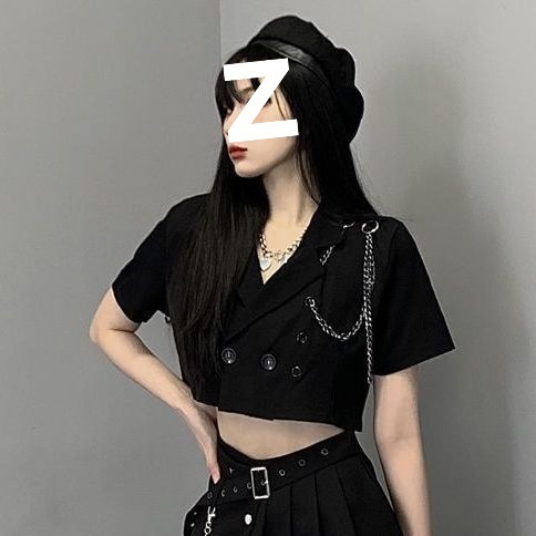 套装女新款jk制服ins暗黑炸街工装短小西装上衣外套+百褶裙两件套|undefined