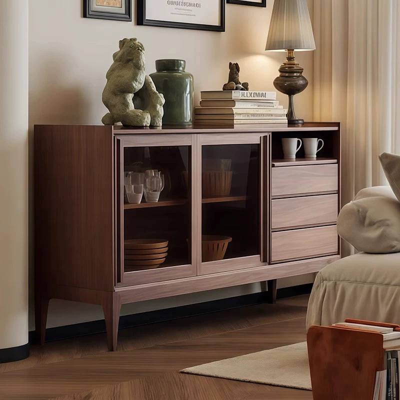 Буфет из цельного дерева в средневековом стиле, встроенный шкаф для хранения в гостиной, дизайнерский чайный шкаф, винный шкаф, буфет для хранения