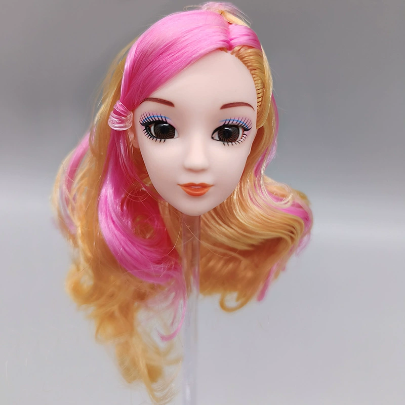 Кукольная голова 3D, длинные пряди, реалистичное лицо с большими глазами, несколько цветов и отделок