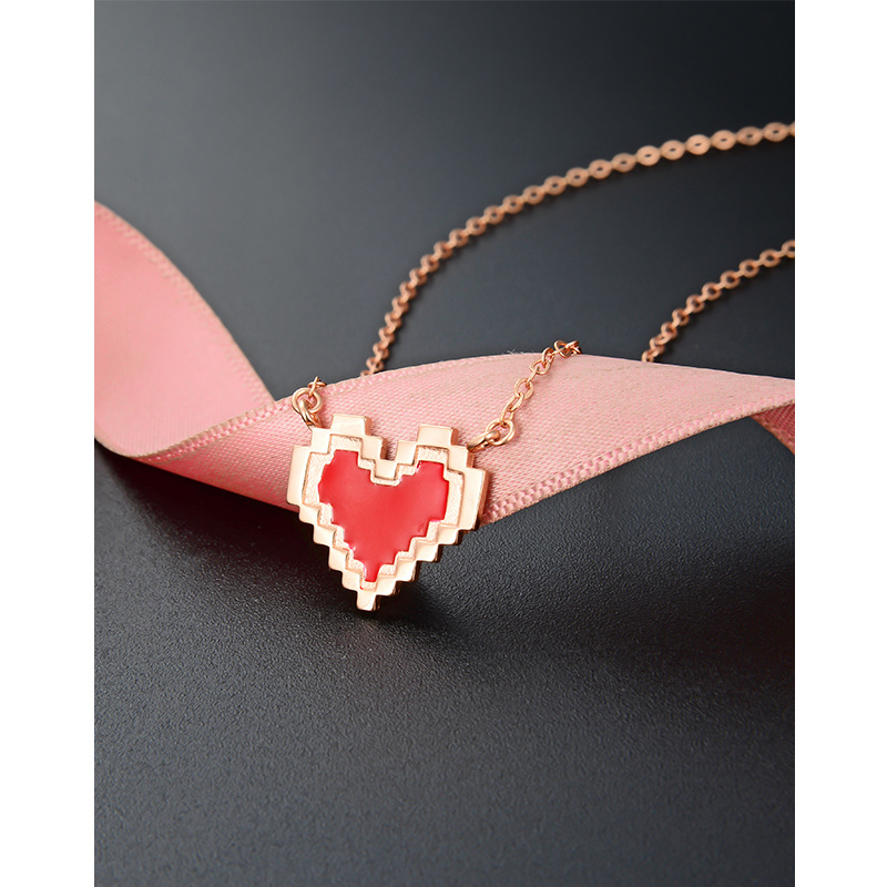Mosaico rojo collar de amor para las mujeres 925 plata esterlina simple nicho diseño melocotón corazón Luz de lujo de alta calidad Cadena de clavícula