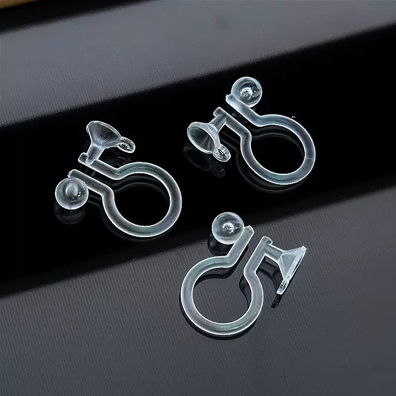 日本PC树脂耳夹耳环儿童透明隐形无痛耳骨夹DIY手工耳饰配件批发