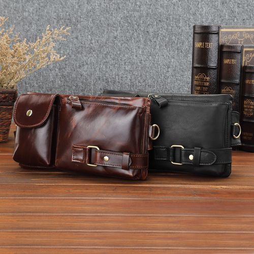 Korean style men's waist bag, outdoor sports multi-functional waist and chest bag, first layer cowhide leather retro men's bag wholesale