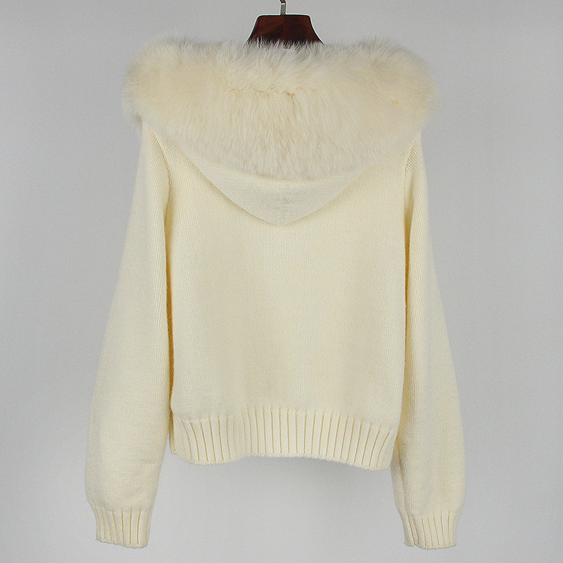 Women's Clothing Spring Jacket Women Zipper Real Fox Fur Collar Hooded Cardigan Tops Jacket Women High end Spring and Autumn_ipsvogv.com