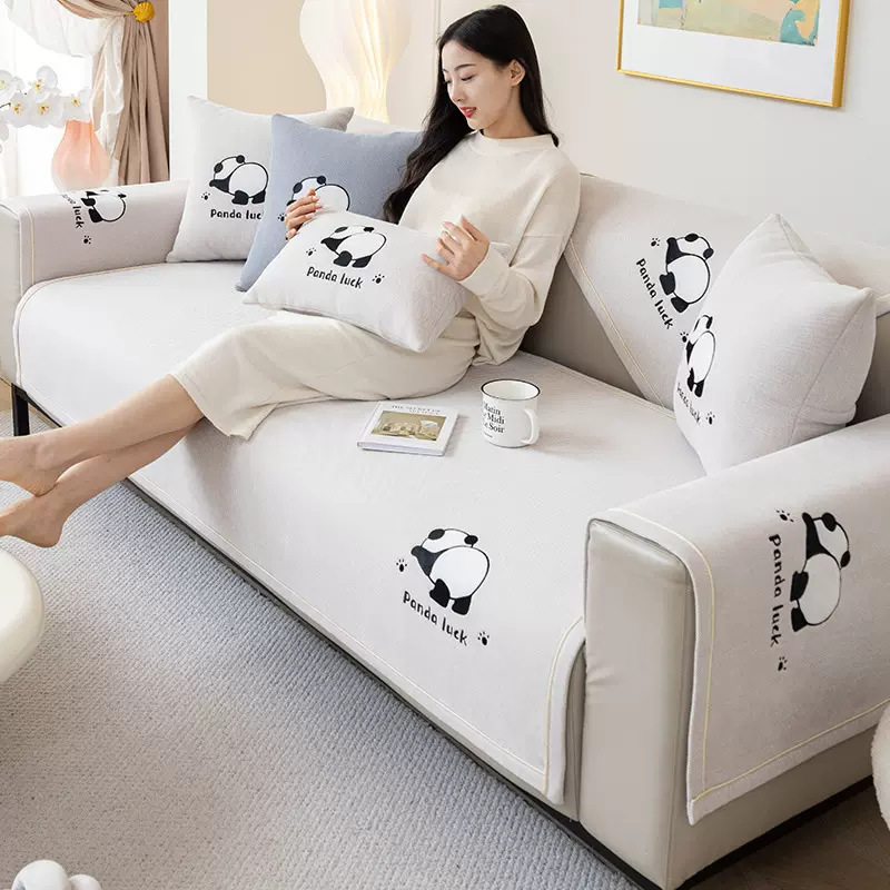 雪尼尔沙发垫子布艺四季通用防滑坐垫中式沙发罩巾雪尼尔材质