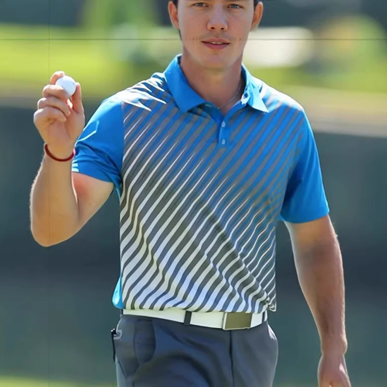 New Summer Fashion Men's Printed Short-Sleeved Collared Shirt, Suitable for Golf and Tennis Polo Factory