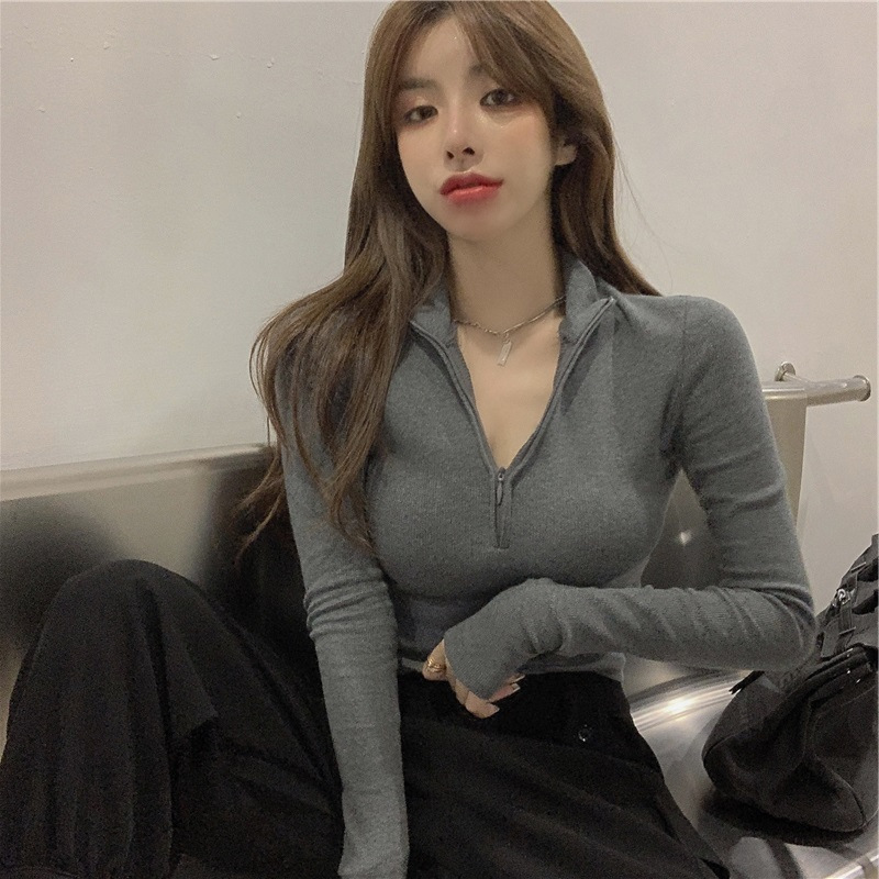 Short French Style Clavicle Sweet Cool Top Slim-fit Niche Inner Wear Early Autumn Design Sense Long Sleeve T-shirt Base Shirt Women's ins