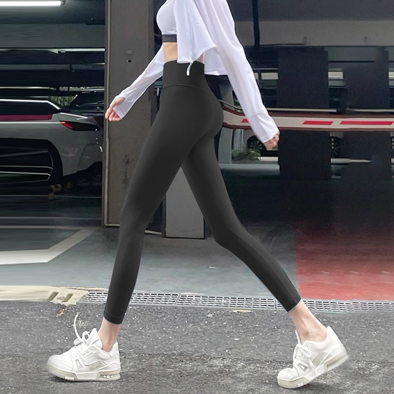 Pantalones de yoga desnudos, fitness, running, leggings ajustados, cintura alta, caderas, abdomen elástico, pantalones de tiburón