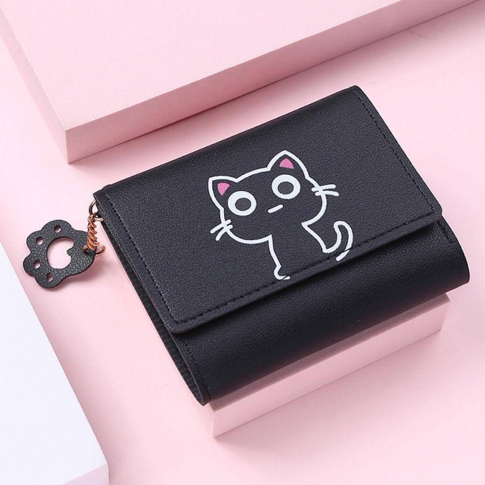 Cartera simple de Women's Purse Cartoon Kitten Lies Wallet