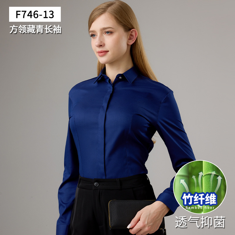 [bamboo fiber long sleeves] navy blue square collar / 35/s (recommended 42.5-47.5kg )