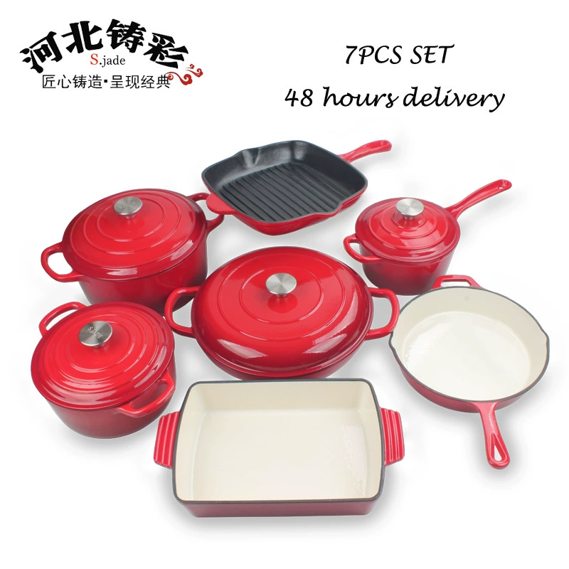 S.JADE чугунная сковорода saucepot pan7 pcs set frypan cast iron