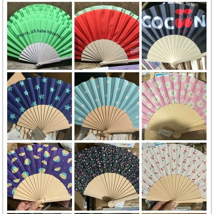 Fabricante de origen, producción al por mayor de abanicos plegables de madera, abanicos españoles, abanicos de madera creativos con impresión personalizada.