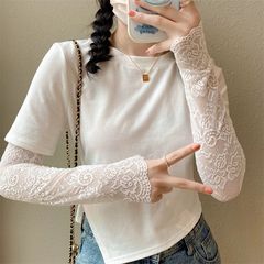 女性用の長い夏の日焼け止めレーススリーブ、薄くて甘く通気性のあるドライビングサンシェードスリーブ、タイトなアームガードスリーブ